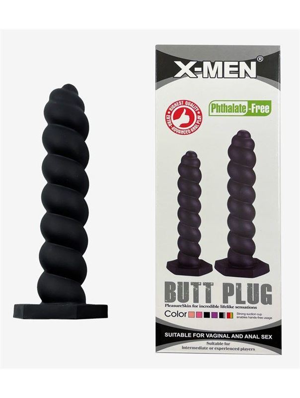 Черный винтовой анальный стимулятор X-MEN (24 см)