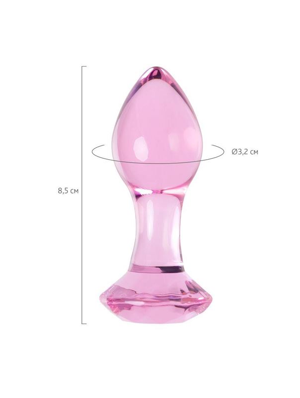 Розовая анальная втулка из стекла (8,5 см)
