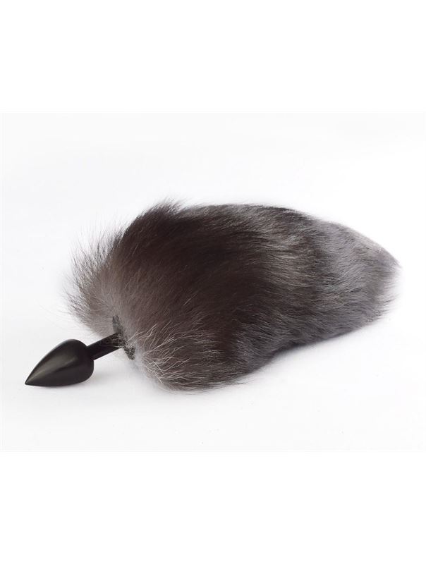 Черная анальная пробка с хвостом чернобурки