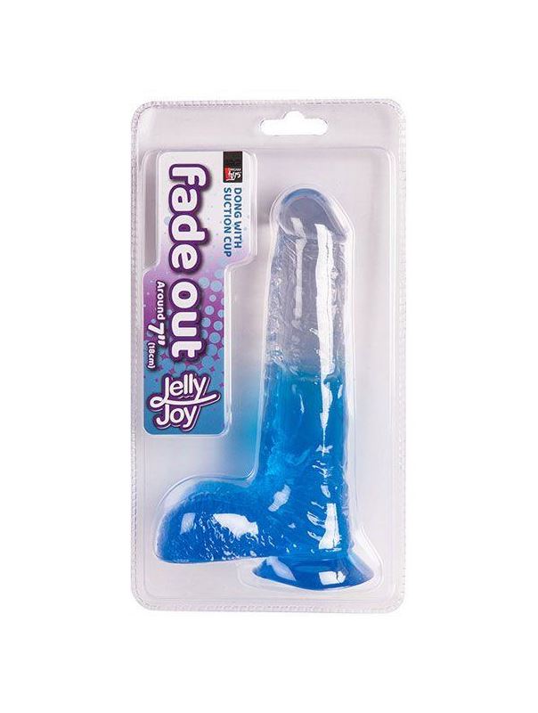 Синий фаллоимитатор JELLY JOY - FADE OUT DONG 7INCH с прозрачной верхней частью (17,8 см)
