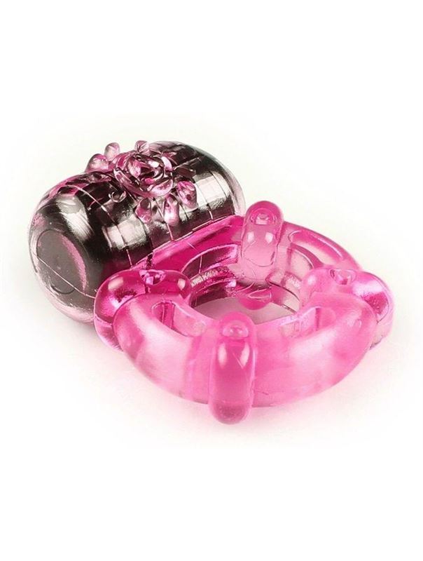 Розовое эрекционное кольцо c вибропулей