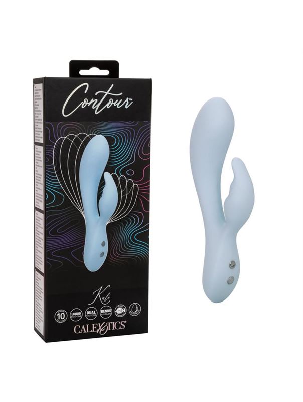 Голубой ультрагибкий вибратор кролик Kali (17,75 см)