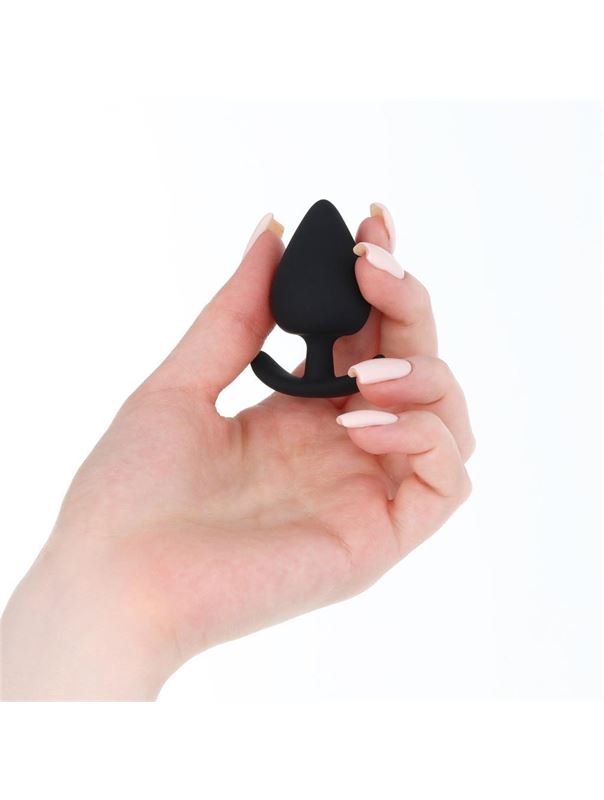 Черная силиконовая анальная пробка Soft-touch (5,3 см)