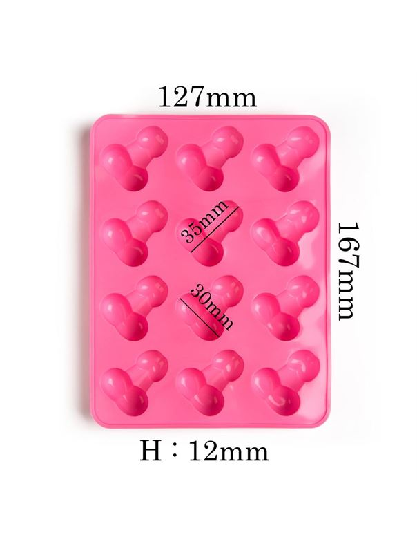 Ярко-розовая силиконовая форма для льда с фаллосами