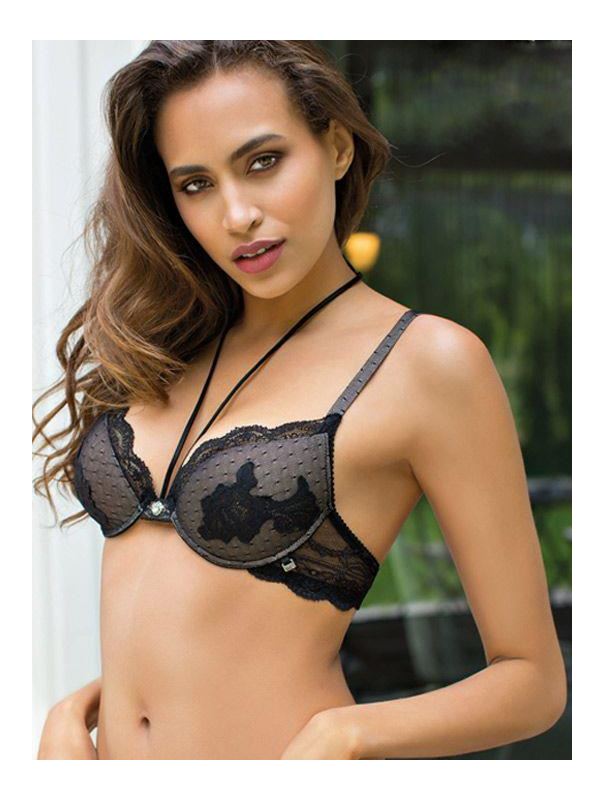 Бюстгальтер-балконет с ажурным узором на градуированной чашке