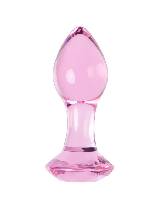 Розовая анальная втулка из стекла (8,5 см)