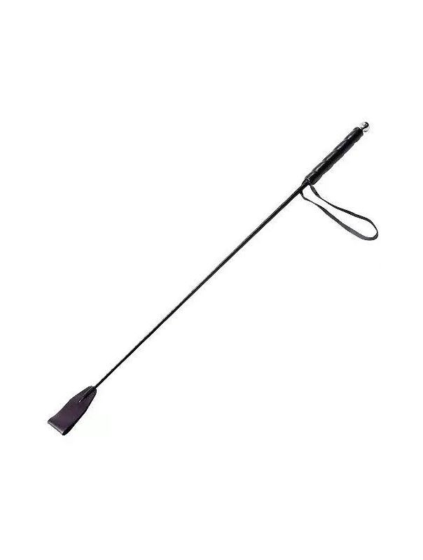 Чёрный стек с кожаной ручкой (58 см)