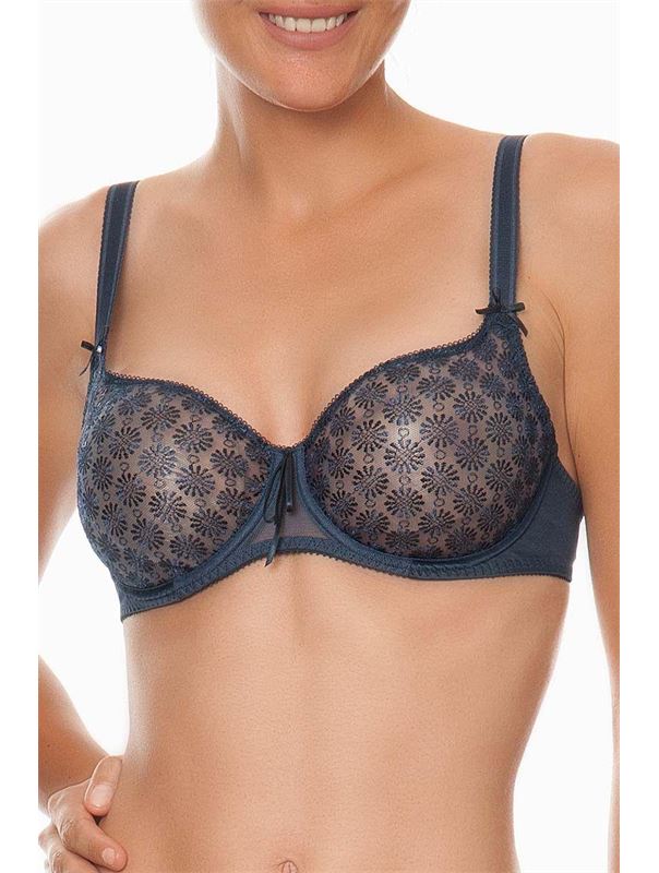 Бюстгальтер балконет с узором в виде ромашек