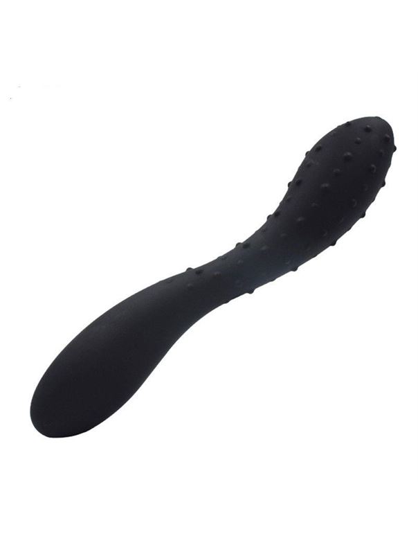 Чёрный двусторонний фаллоимитатор с двумя разными поверхностями (19,7 см)