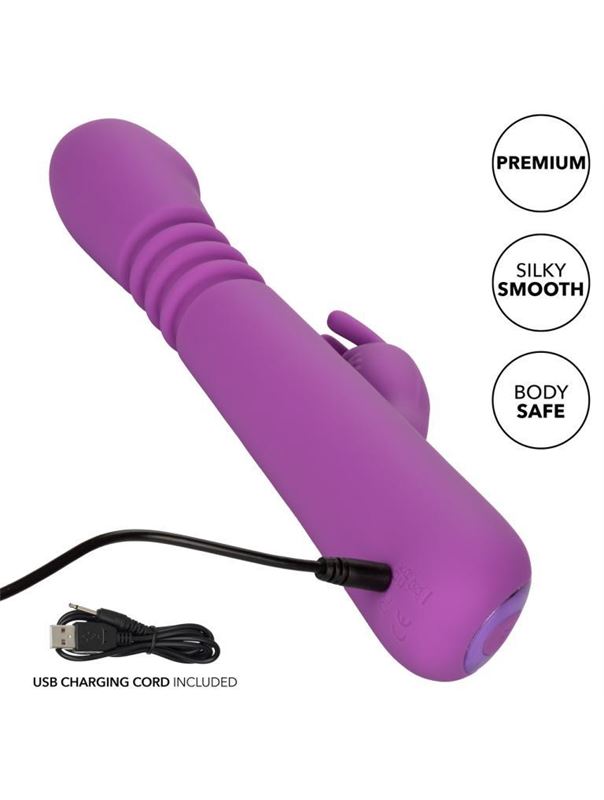 Фиолетовый вибратор кролик Elite Thrusting Rabbit с возвратно-поступательными движениями (23,5 см)