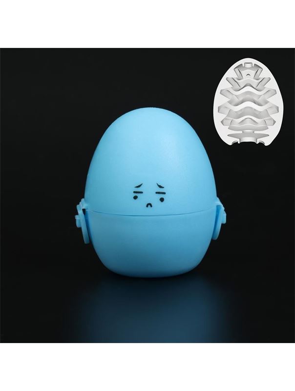 Рельефный мастурбатор EGG в синем футляре