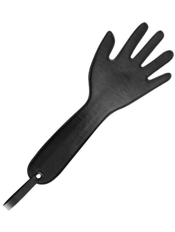 Черная шлепалка с виде ладони с удлиненной ручкой - 36 см.