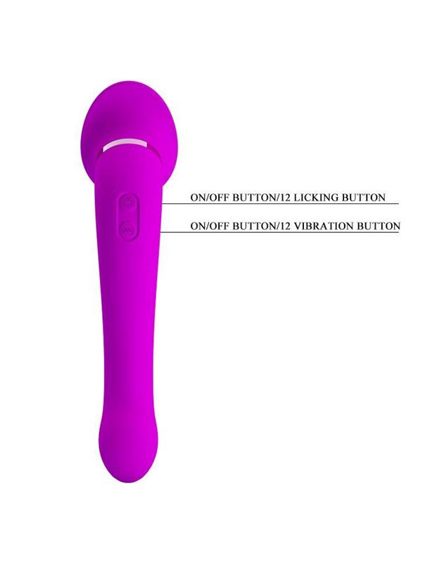 Лиловый двусторонний вибратор Faust с подвижным язычком (21,9 см)