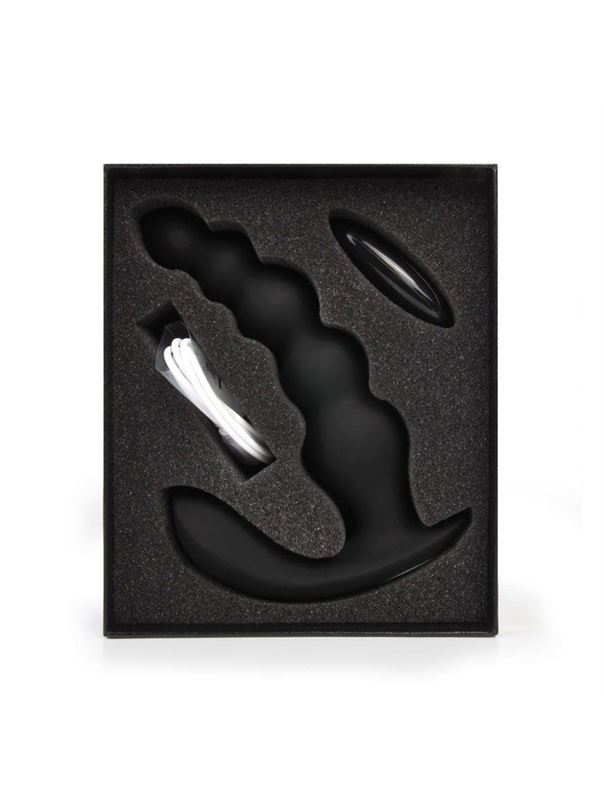 Черная анальная виброёлочка Anal Bead Vibrator с пультом ДУ