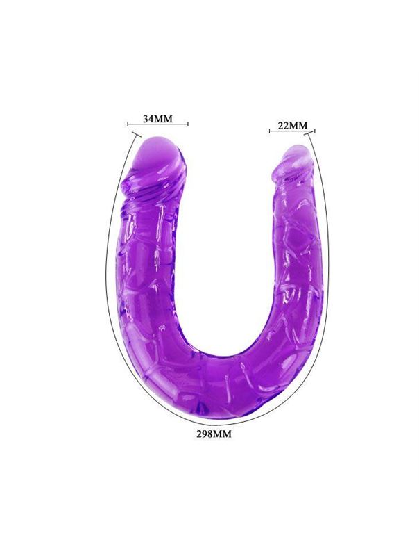 Двухголовый фиолетовый фаллоимитатор (29,8 см)