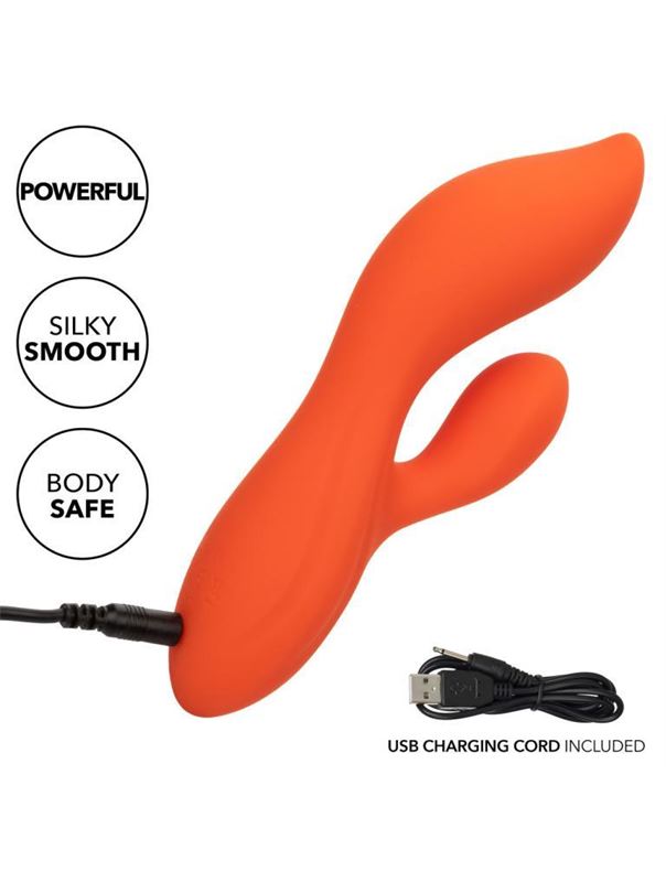 Оранжевый вибратор кролик Liquid Silicone Dual Teaser