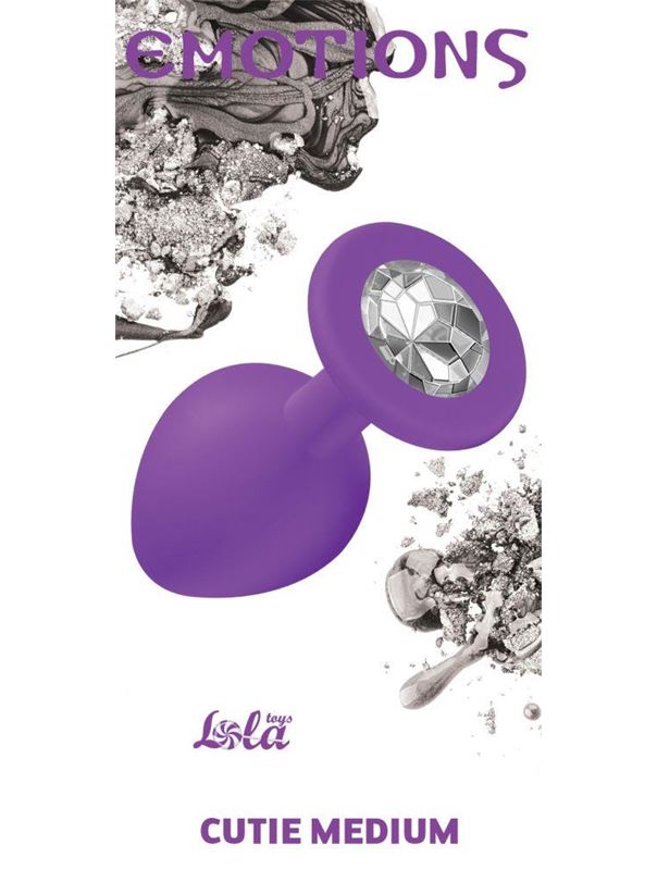 Средняя фиолетовая анальная пробка Emotions Cutie Medium с прозрачным кристаллом (8,5 см)