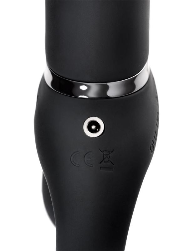 Черный безремневой вибрострапон Vibrating Bendable Strap-On - size L