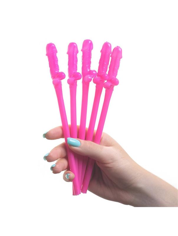 Розовые коктейльные трубочки в виде пениса (5 шт)