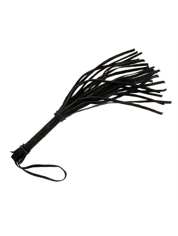 Малая черная плеть из натуральной велюровой кожи (40 см)