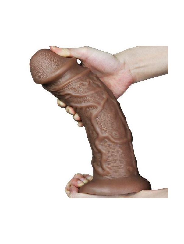 Коричневый вибратор-гигант 10.5" Realistic Chubby Vibrating Dildo (26,6 см)