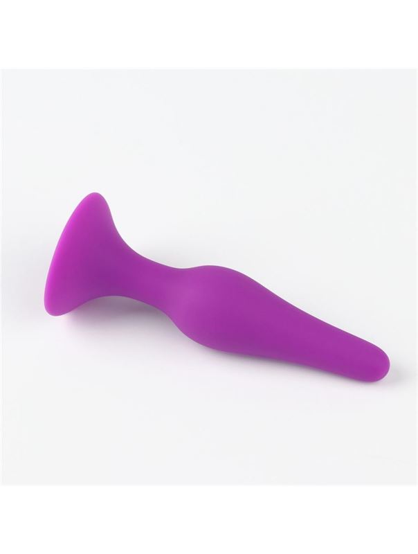 Фиолетовая коническая силиконовая анальная пробка Soft (10,5 см)