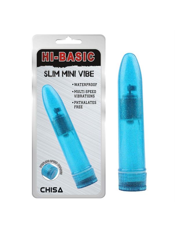 Голубой мини-вибратор Slim Mini Vibe (13,2 см)