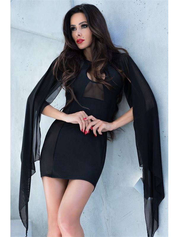 Мини-платье из плотной ткани с вуалью