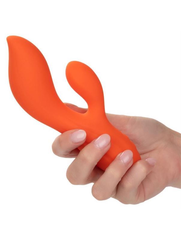 Оранжевый вибратор кролик Liquid Silicone Dual Teaser