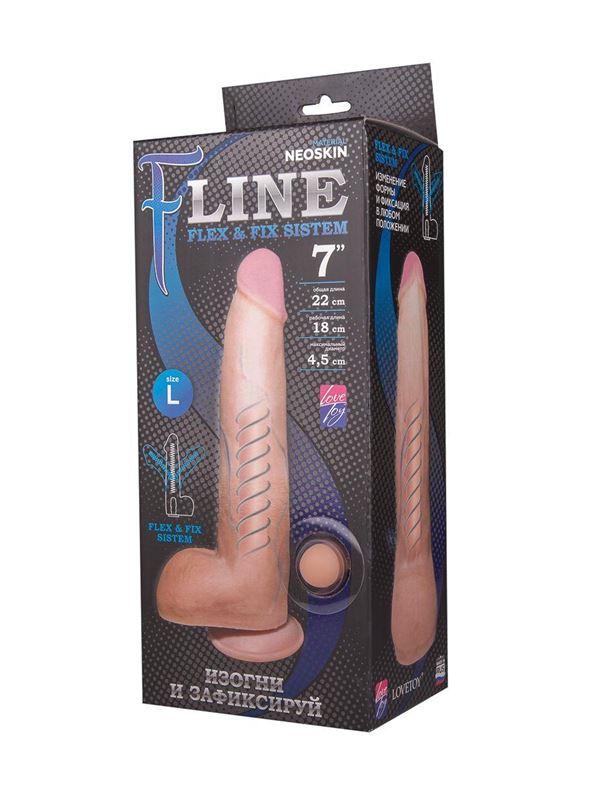 Фаллоимитатор с мошонкой на присоске F LINE 7" (22 см)