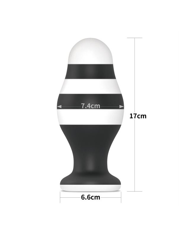 Черно-белая анальная втулка 6.5" X-Missioner Butt Plug (17 см)