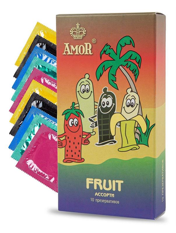 Ароматизированные презервативы AMOR Fruit Яркая линия (10 шт)