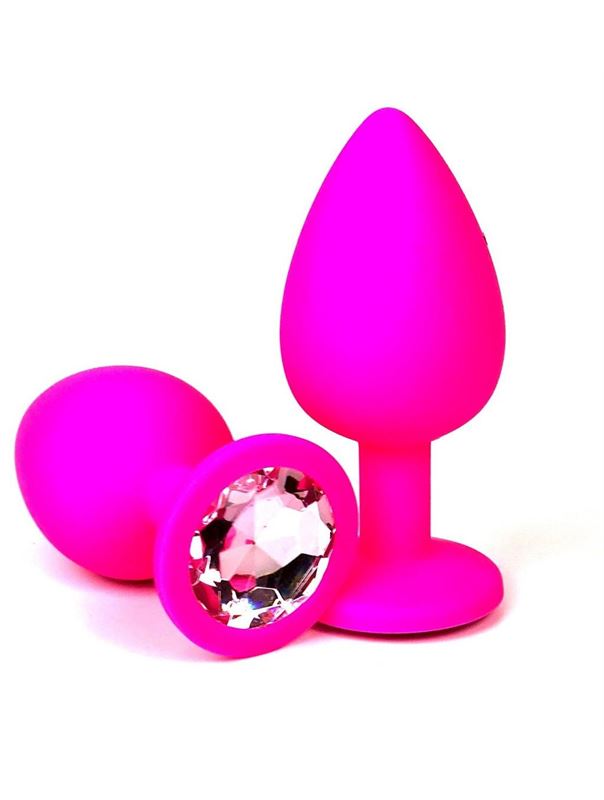 Розовая силиконовая пробка с нежно-розовым кристаллом (6,8 см)