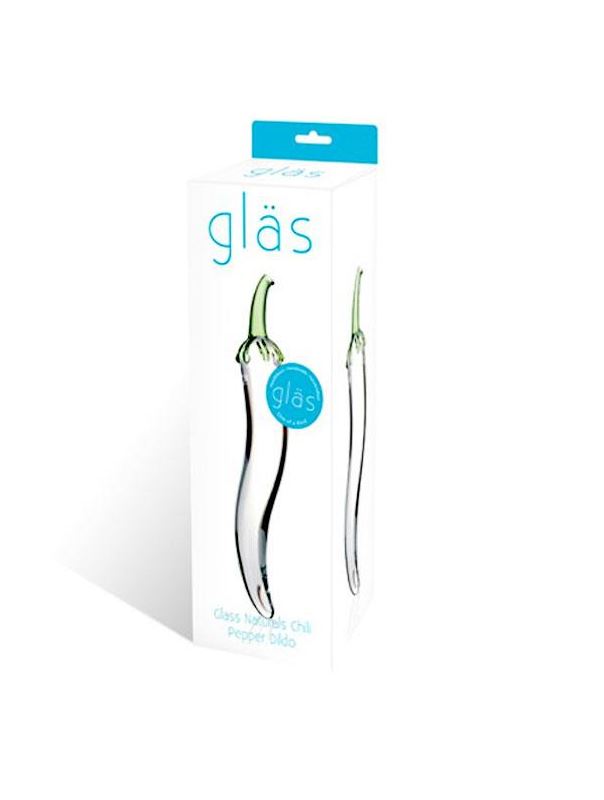 Изогнутый фаллос Glas Red Head Double Dildo, бесцветный, до 22 см GLAS-22 - Glas - Анальные стимуляторы - Купить