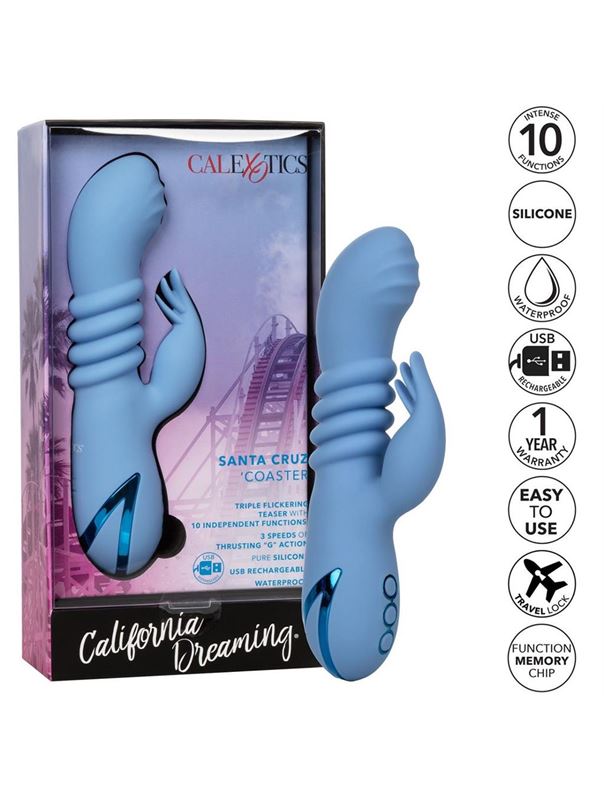 Голубой вибромассажер кролик Santa Cruz Coaster