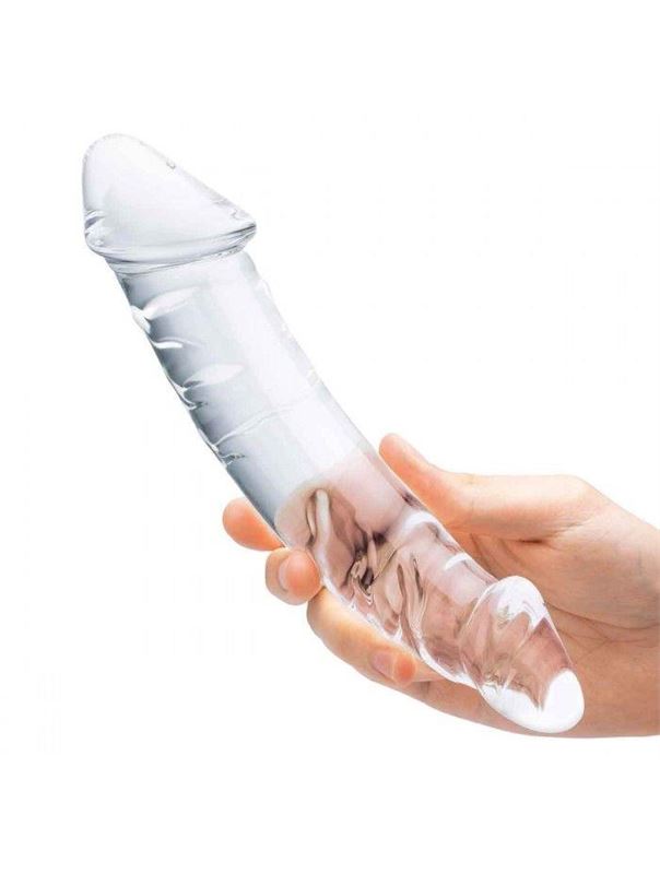 Прозрачный двухголовый фаллоимитатор с рельефом 10,5" Girthy Realistic Glass Double Dong (26,7 см)