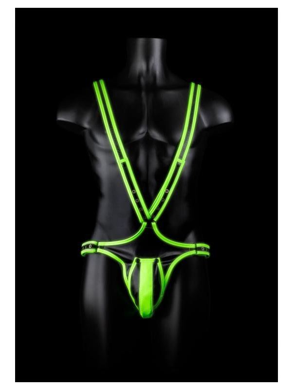 Мужская люминесцентная сбруя на тело (размер L-XL)