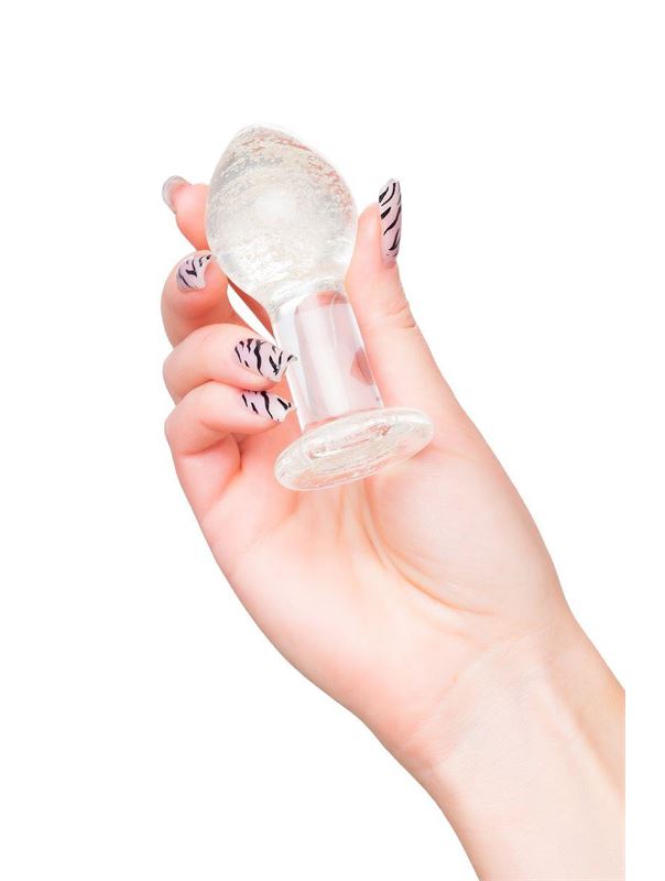 Прозрачная, светящаяся в темноте анальная пробка (6,5 см)