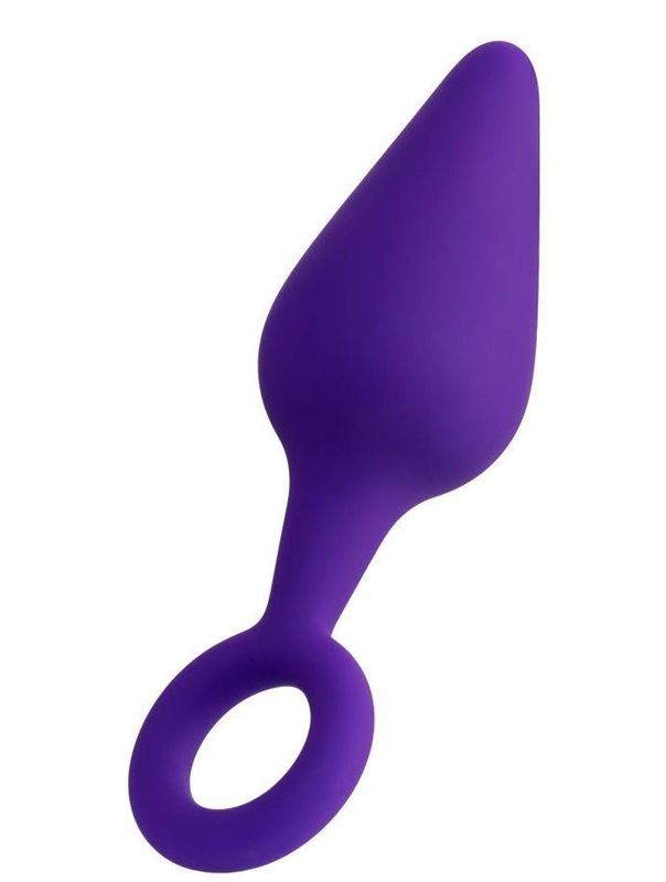 Фиолетовая анальная пробка с ограничительным колечком (11,5 см)