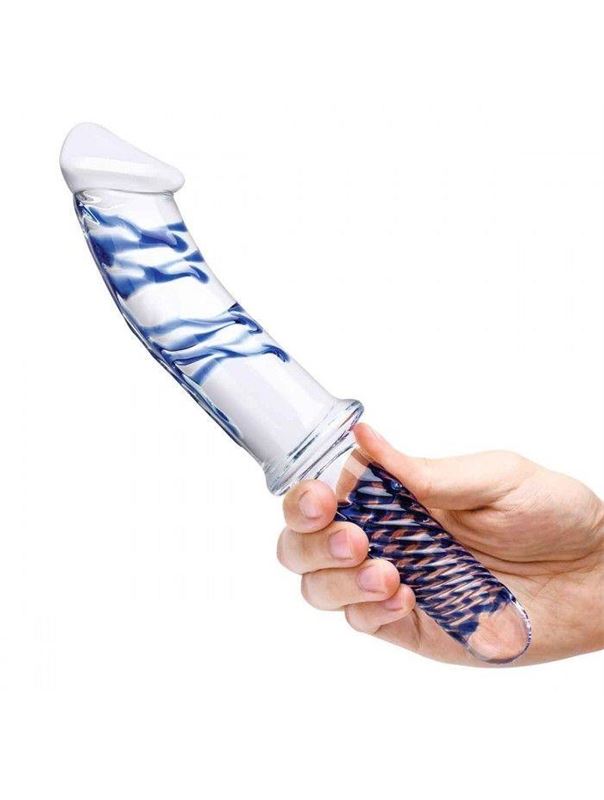 Прозрачно-синий двусторонний стимулятор 11" Realistic Double Ended Dildo (28 см)