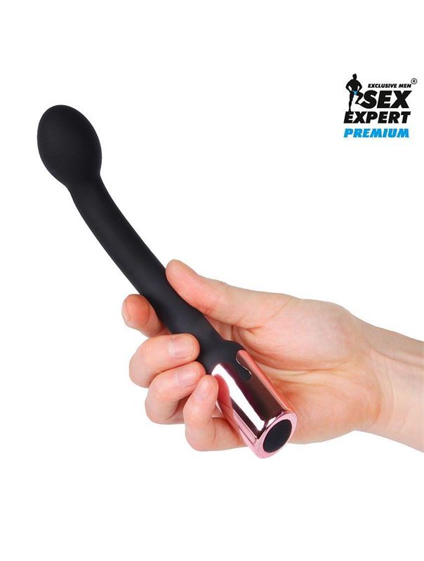 Черный перезаряжаемый вибростимулятор простаты (22 см)