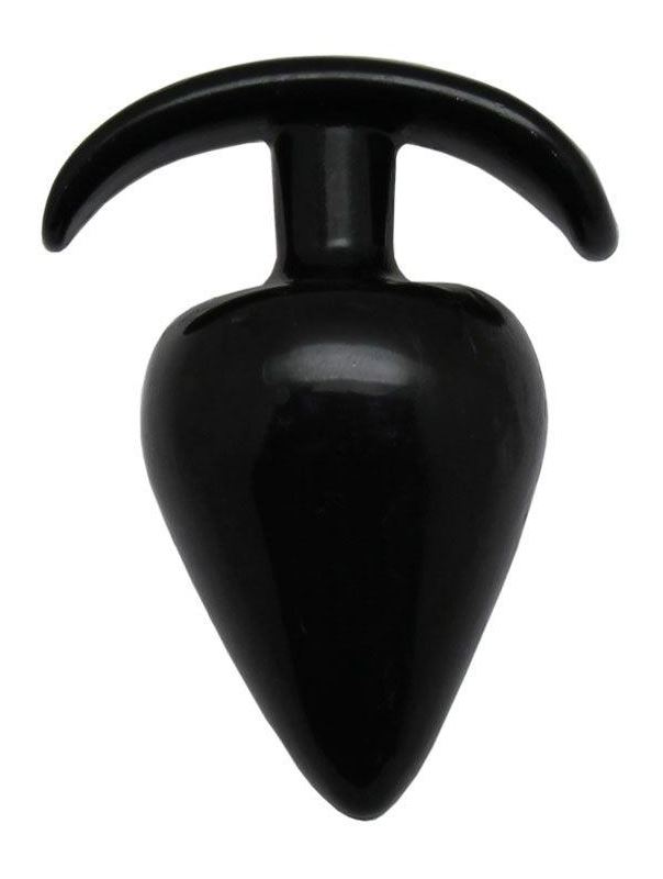 Черная коническая анальная пробка с ограничителем (9,5 см)