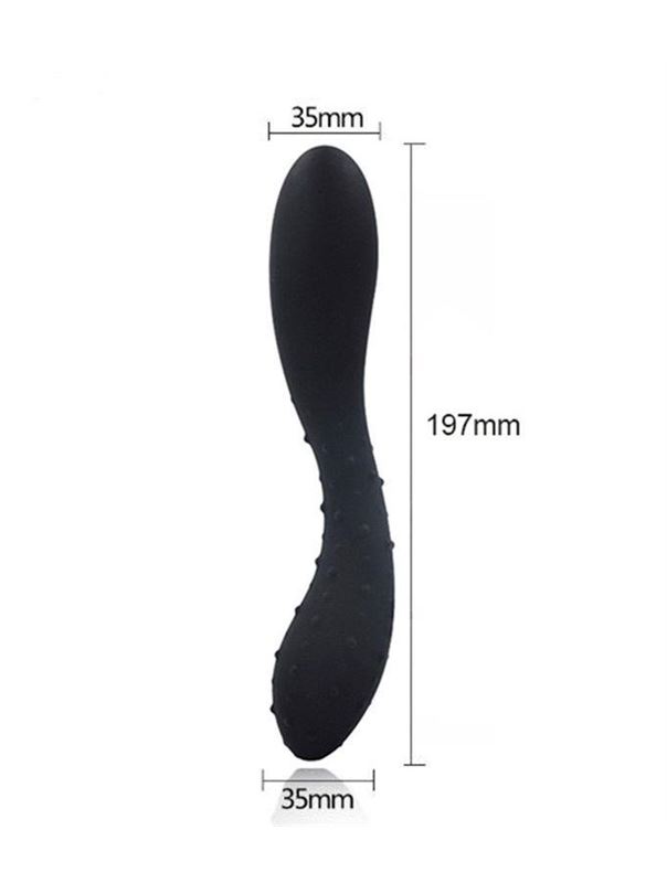 Чёрный двусторонний фаллоимитатор с двумя разными поверхностями (19,7 см)