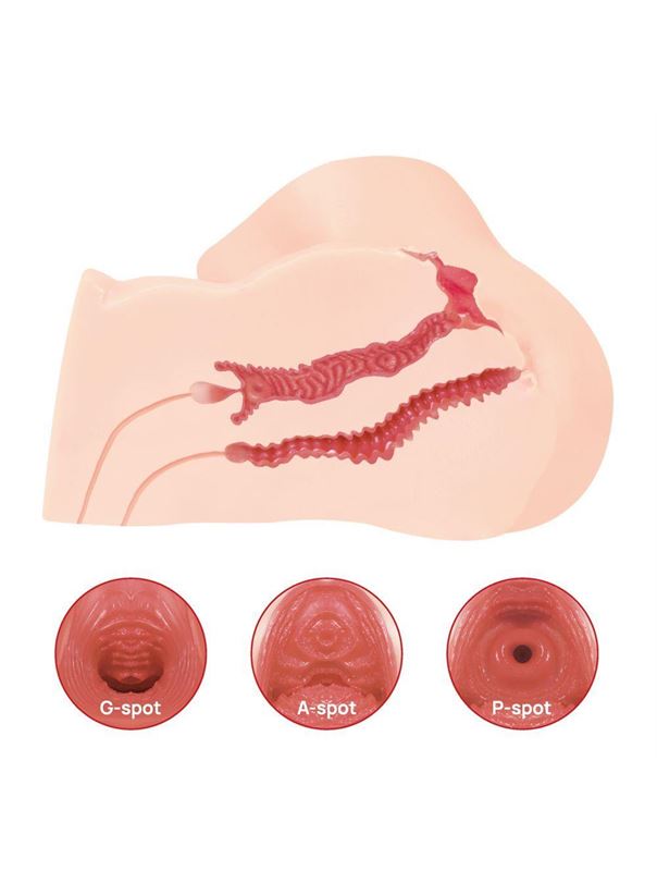 Телесный вибромастурбатор полуторс Maria Onehole Real Vagina с двойным слоем материала