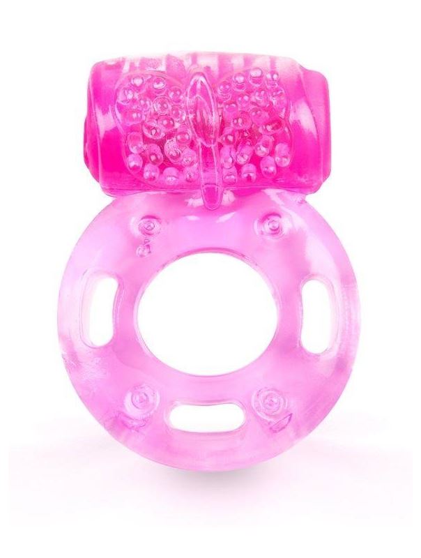 Розовое эрекционное кольцо с вибростимуляцией