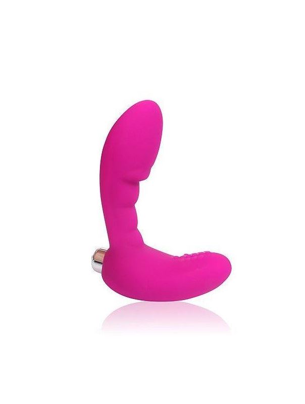 Розовый вибромассажер Сosmo с отростком (9 см)