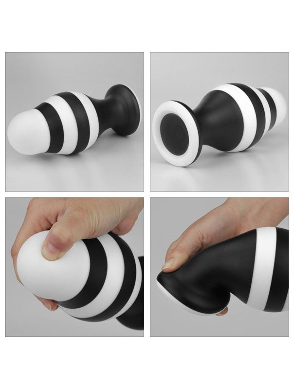 Черно-белая анальная втулка 6.5" X-Missioner Butt Plug (17 см)