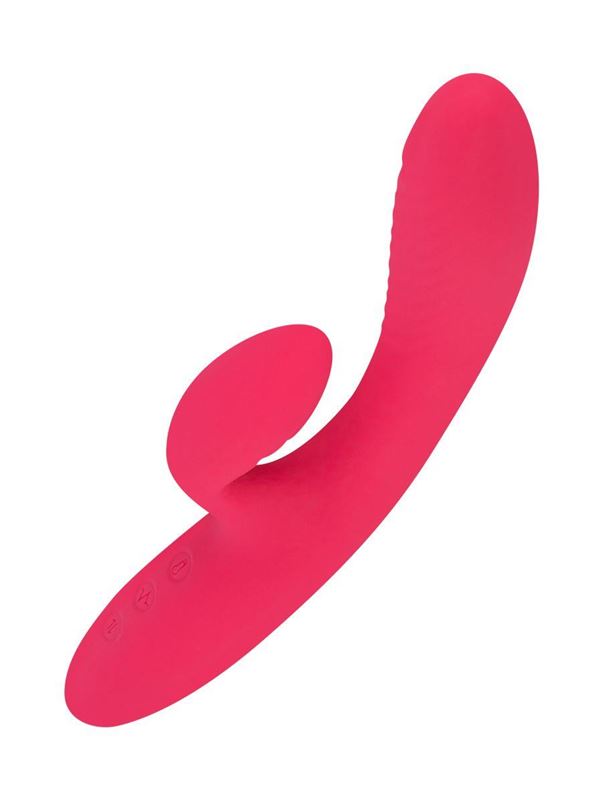 Ярко-розовый силиконовый вибратор с функцией нагрева (22,2 см)